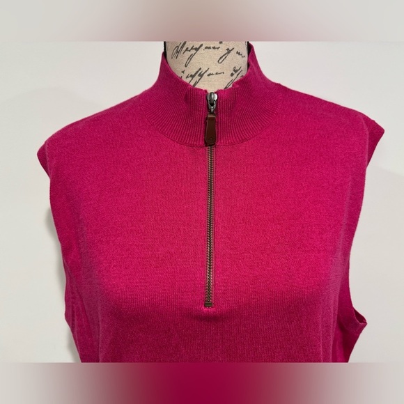 MARTIN Men’s Large Golf sweater vest 1/4 Zip Merino Wool Blend Hot Pink - Picture 2 of 8